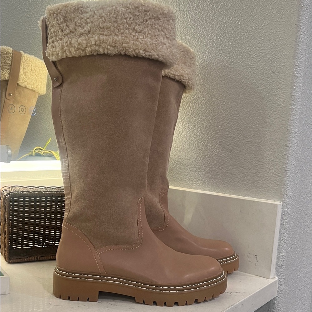 Splendid Beige Shearling-Lined Winter Boots  women’s size 9.5 new